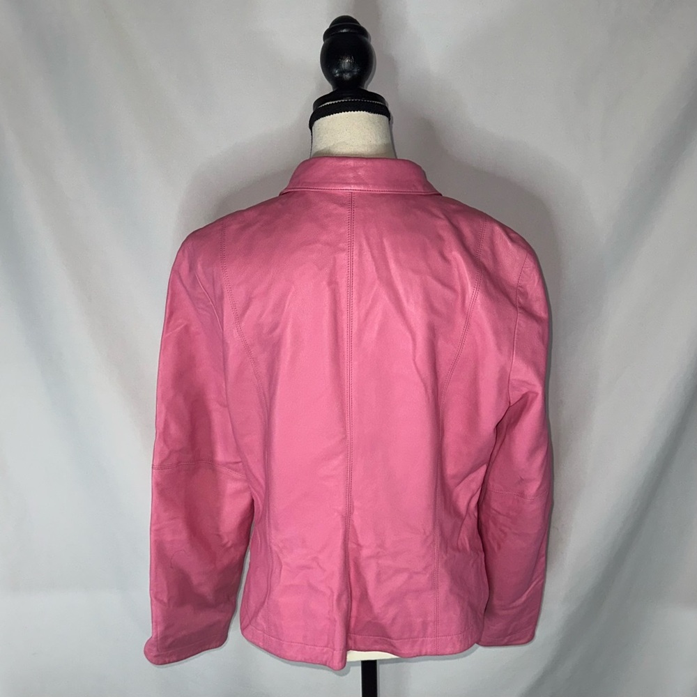 Worth Bubblegum Pink Leather Blazer Jacket Size 14 Butter Soft Quiet Luxury 90s - Picture 5 of 16